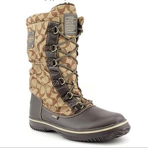 Coach Signature Brown and Khaki Shane Winter Boots